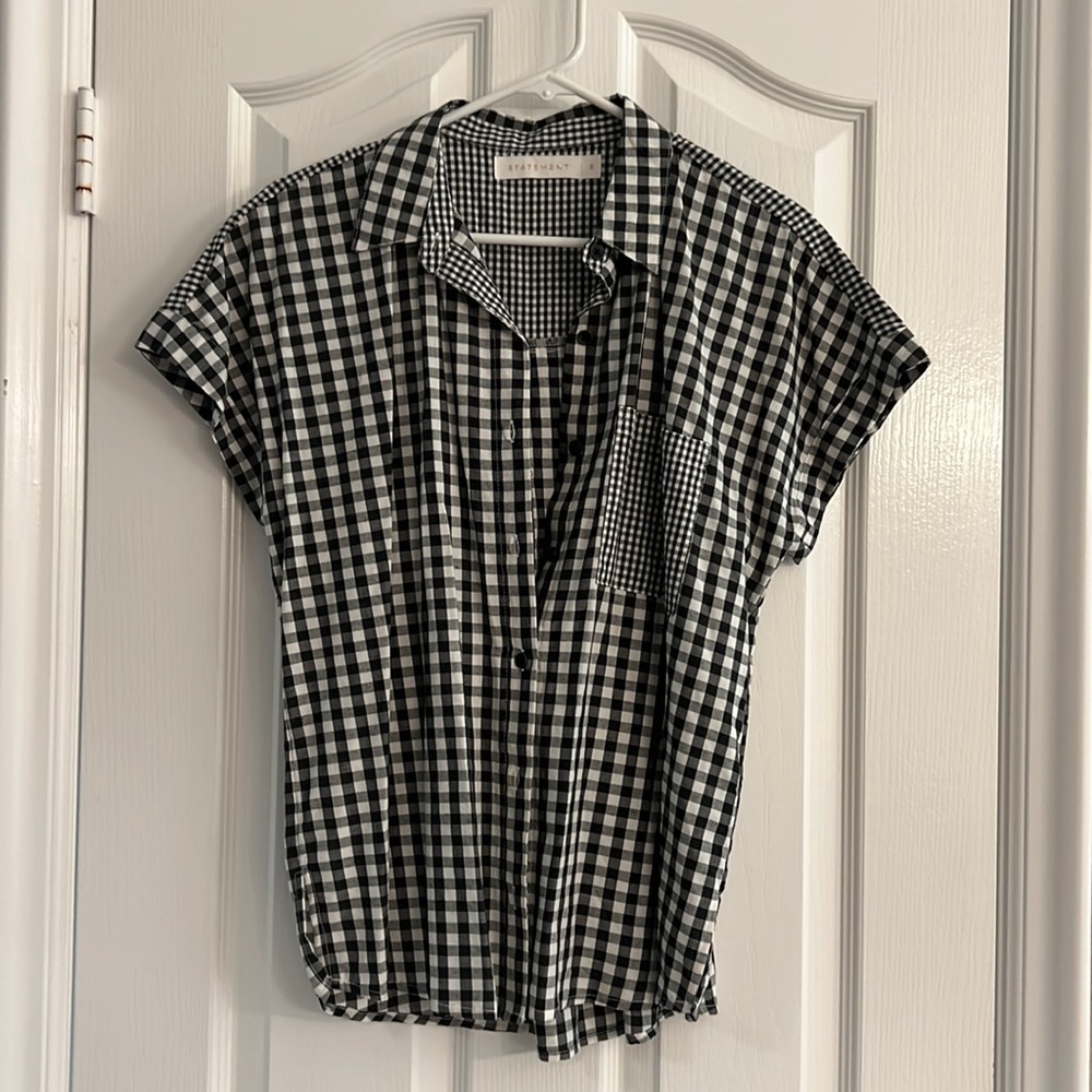 Black and White Plaid Button Up